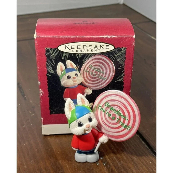 Hallmark Other - Hallmark Keepsake Ornament Grandson You're a‎ Treat Bunny w Lollipop 1995